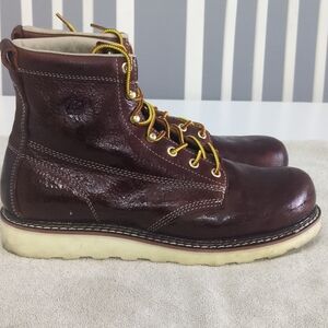 Cactus Dark Brown Leather Boots with Yellow Laces